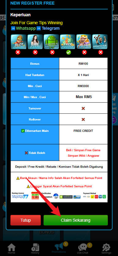 Step 3 - Register at Topup77 Casino - Free Credit No Deposit - Part 2