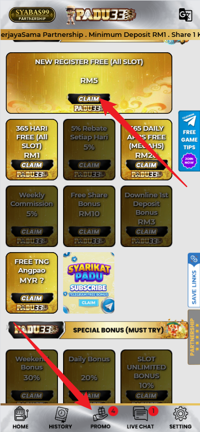 Step 3 - Register at Padu33 Casino - Part 1