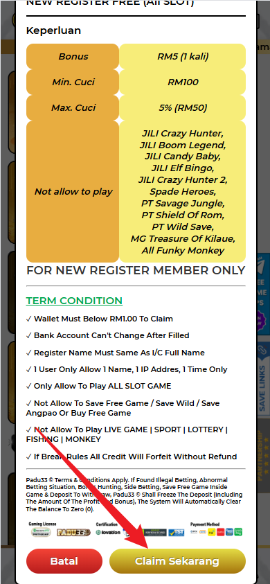Step 3 - Register at Padu33 Casino - Part 2