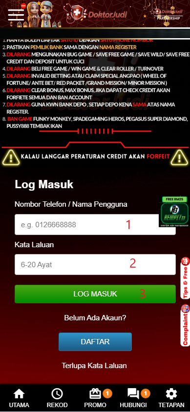 Step 2 - Register at Doktor Judi Casino - Part 1