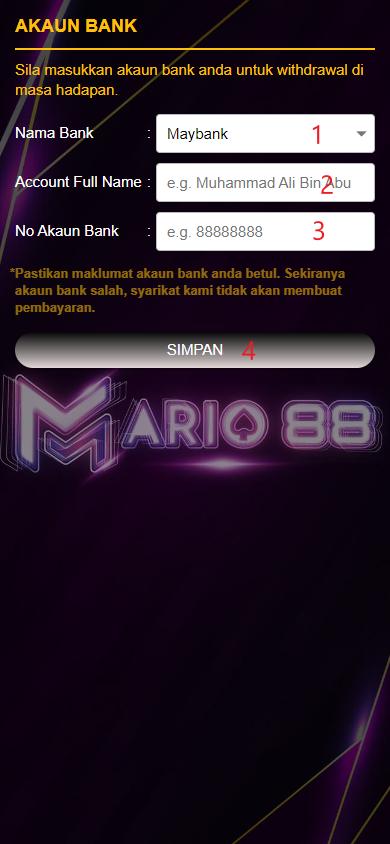 Step 2 - Register at Mario88 Casino - Part 1