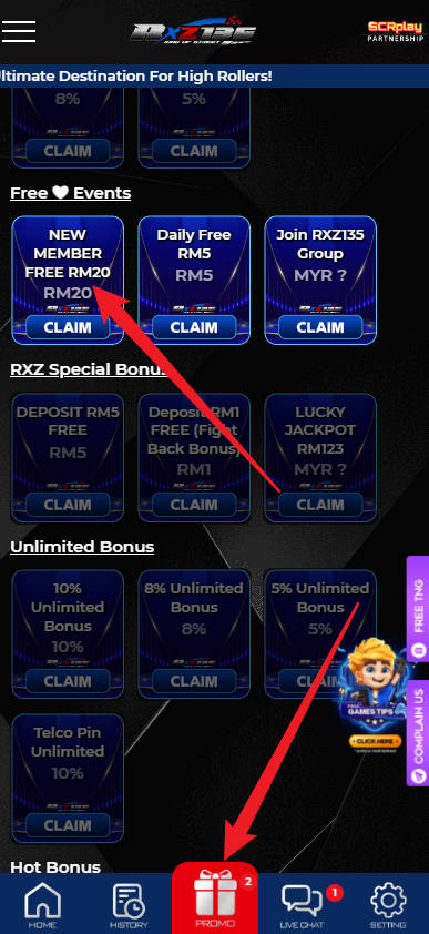 Step 3 - Register at RXZ135 Casino - Part 1