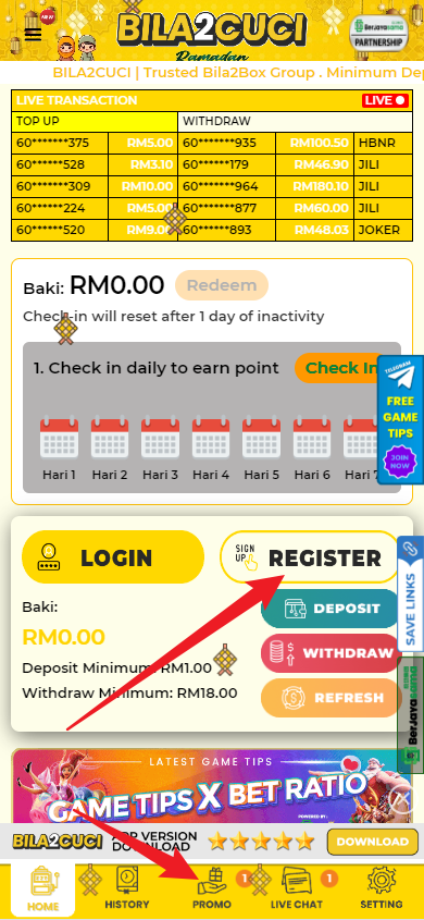Step 1 - Register at Bila2cuci Casino - Part 1