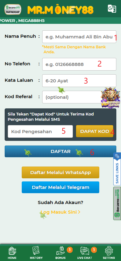 Step 1 - Register at MRMONEY88 Casino - Part 2