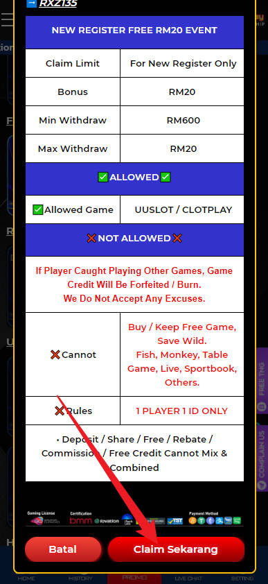 Step 3 - Register at RXZ135 Casino - Part 2