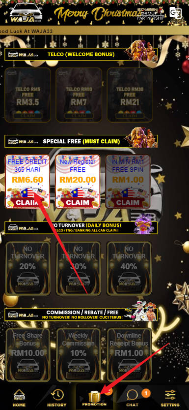 Free Credit Slot - Free Credit No Deposit - Waja33 - RM20 - Step 3 - Claim Bonus - Part 1
