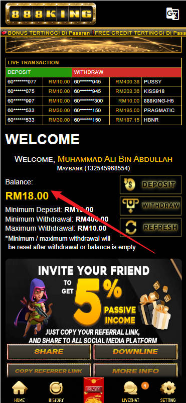 Step 4 - Register at 888Kingmy Casino - Part 1
