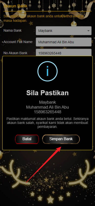 Free Credit Slot - Free Credit No Deposit - Waja33 - RM20 - Step 2 - Add A Bank Account - Part 2