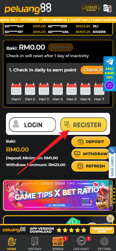 Step 1 - Register at Peluang88 Casino - Part 1