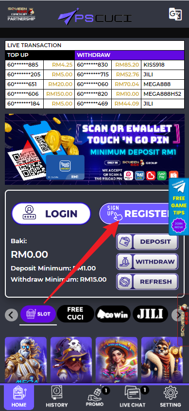 Step 1 - Register at PSCUCI Casino - Part 1