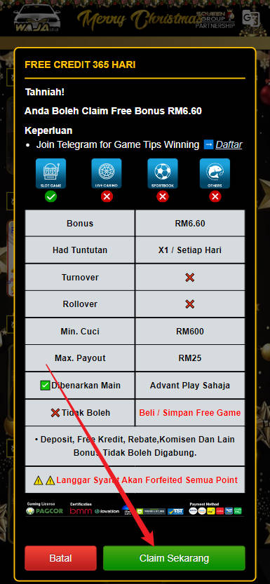 Free Credit Slot - Free Credit No Deposit - Waja33 - RM20 - Step 3 - Claim Bonus - Part 2
