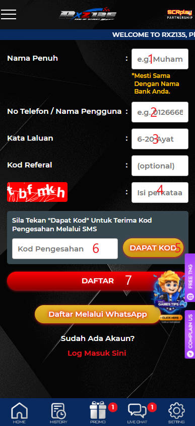 Step 1 - Register at RXZ135 Casino - Part 2
