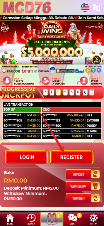 Step 1 - Register at MCD76 Casino - Part 1