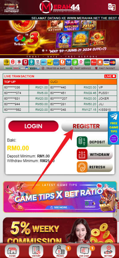 Step 1 - Register at Merah44 Casino - Part 1