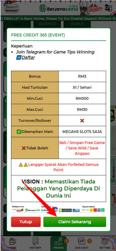 Step 3 - Register at Berjayasama Casino - Free Credit 365 - Part 2