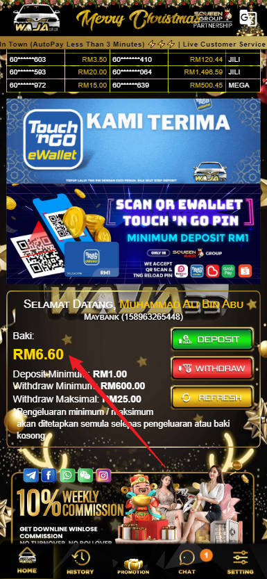 Free Credit Slot - Free Credit No Deposit - Waja33 - RM20 - Step 4 - Check Balance