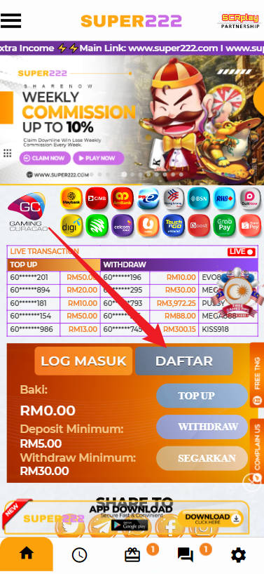 Step 1 - Register at Super222 Casino - Part 1