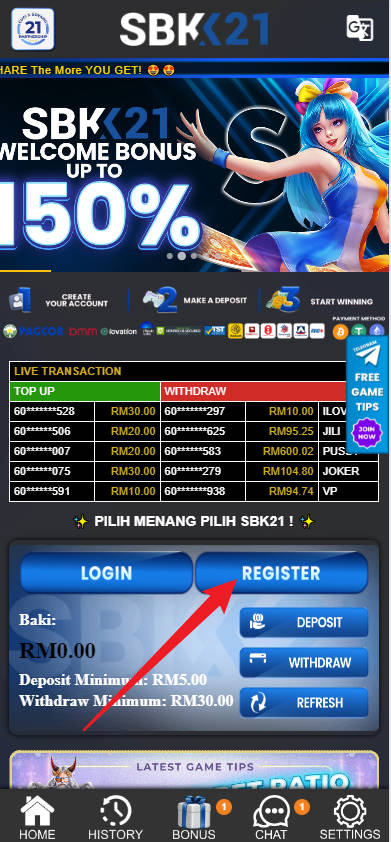 Step 1 - Register at SBK21 Casino - Part 1