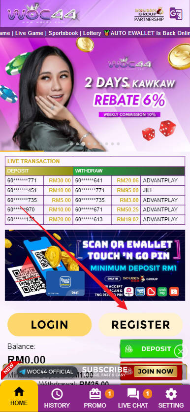 Step1 - Register at WOC44 Casino - Part 1