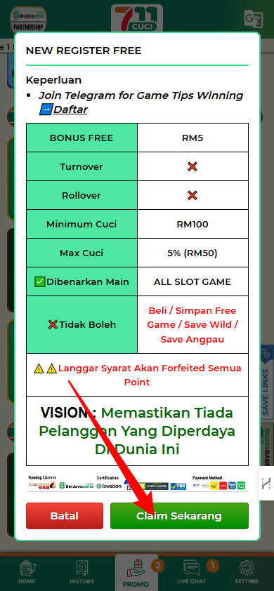 Step 3 - Register at 711Cuci Casino - Free Credit Slot - Part 2